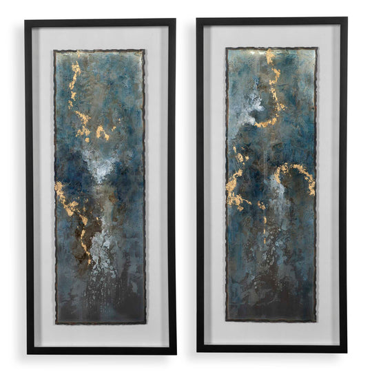 American Home Furniture Uttermost Glimmering Agate Abstract Prints, Set of 2