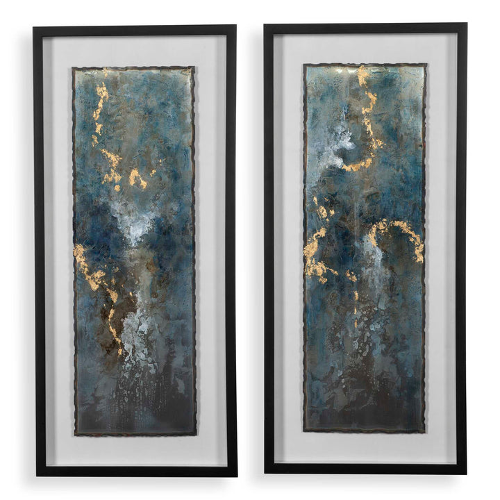 American Home Furniture Uttermost Glimmering Agate Abstract Prints, Set of 2