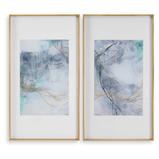 American Home Furniture Uttermost Undulating Oro Abstract Prints, Set of 2