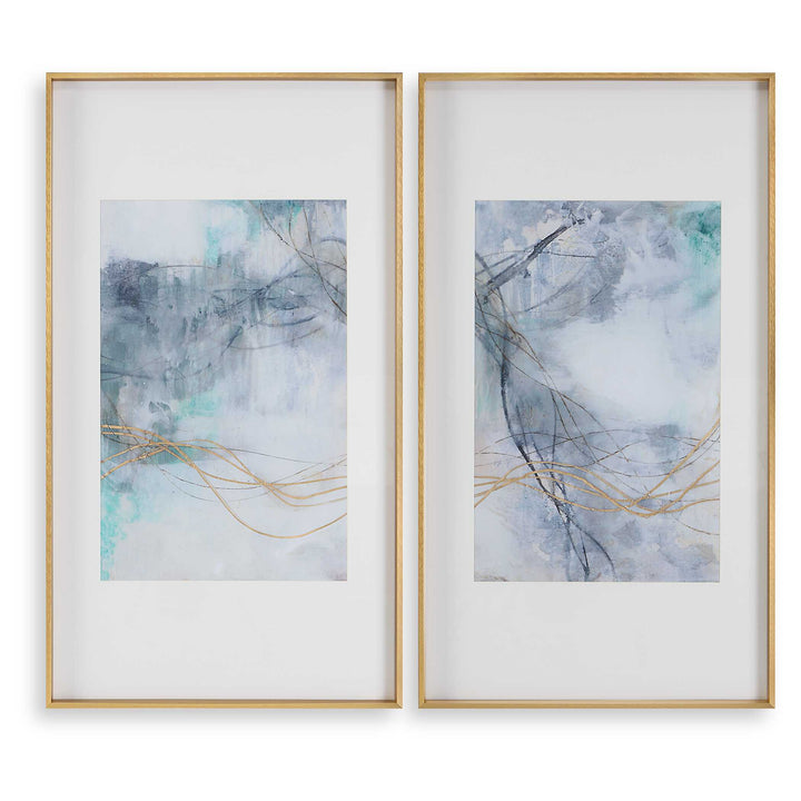 American Home Furniture Uttermost Undulating Oro Abstract Prints, Set of 2