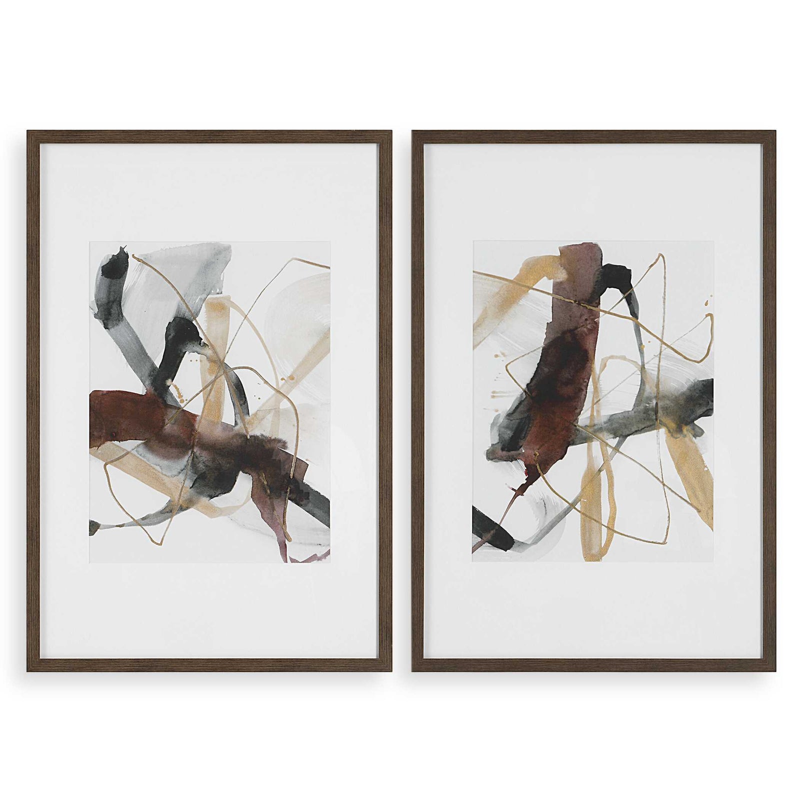 American Home Furniture Uttermost Burgundy Interjection Abstract Prints Set of 2