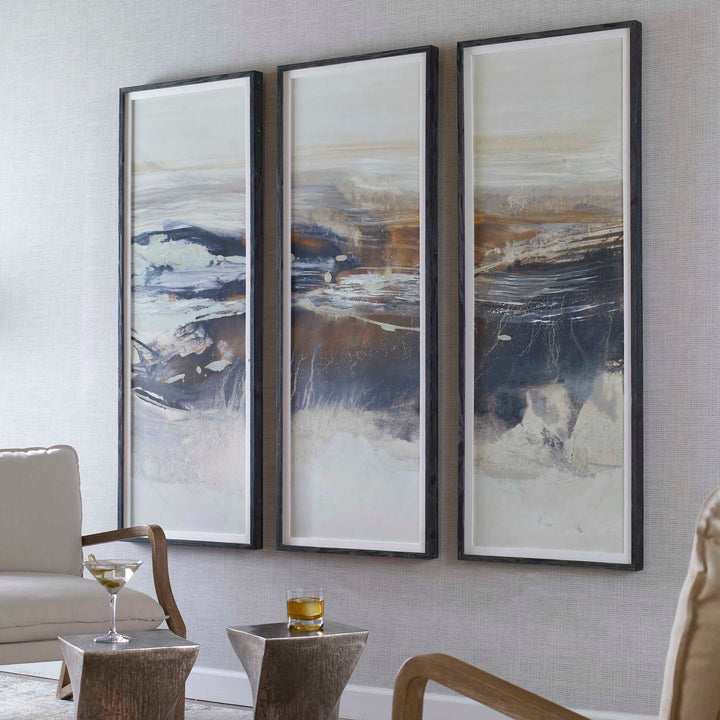 American Home Furniture Uttermost Graphite Horizon Framed Prints Set of 3