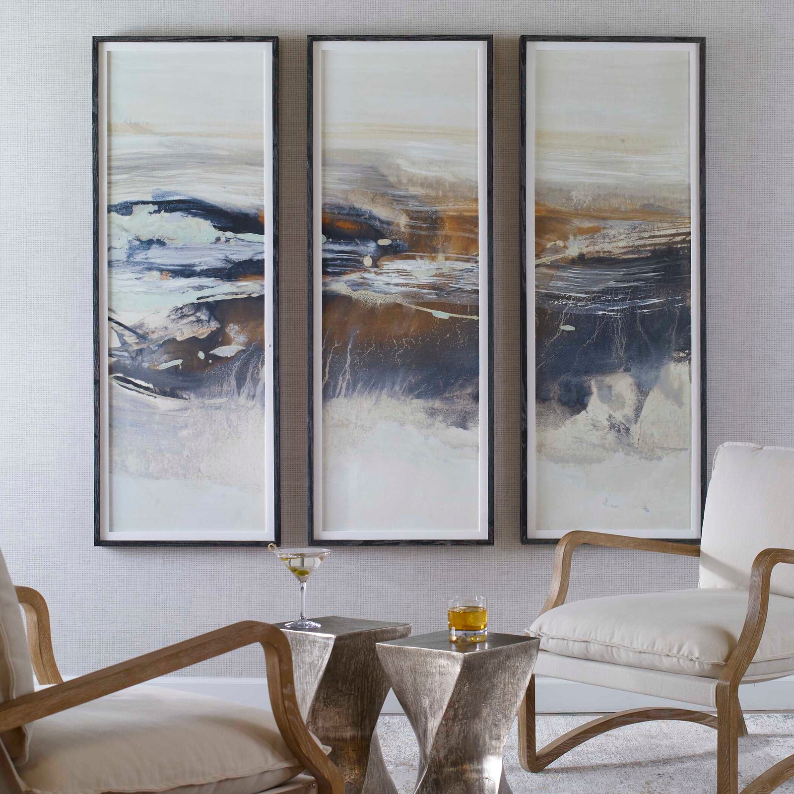 American Home Furniture Uttermost Graphite Horizon Framed Prints Set of 3