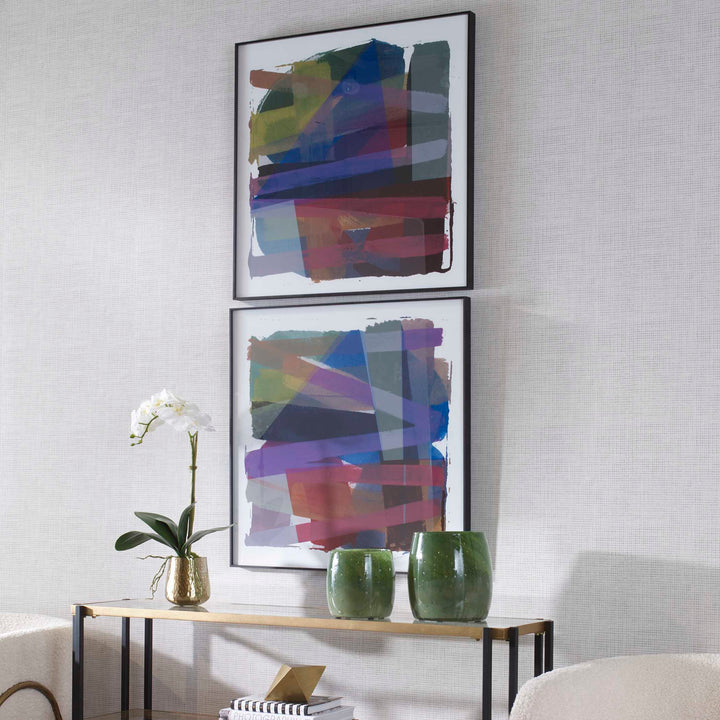 American Home Furniture Uttermost Vivacious Abstract Framed Prints Set of 2