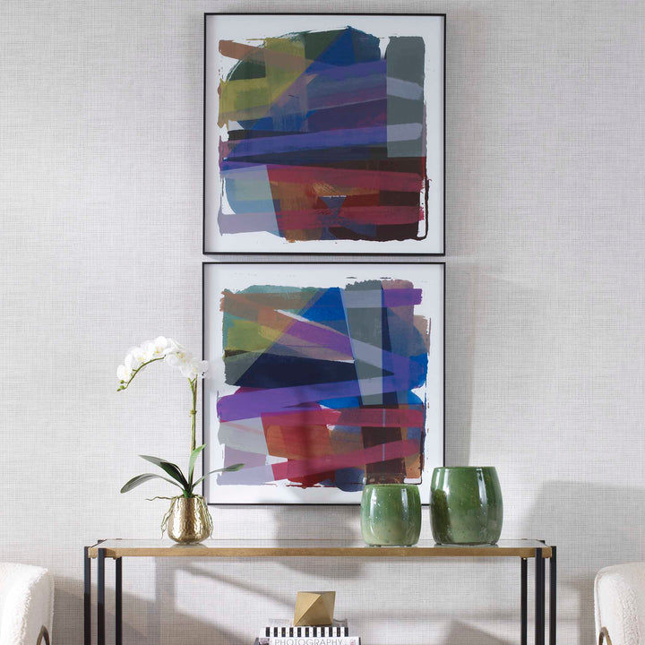 American Home Furniture Uttermost Vivacious Abstract Framed Prints Set of 2