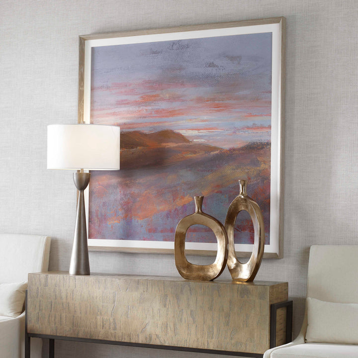 American Home Furniture Uttermost Dawn On The Hills Framed Print