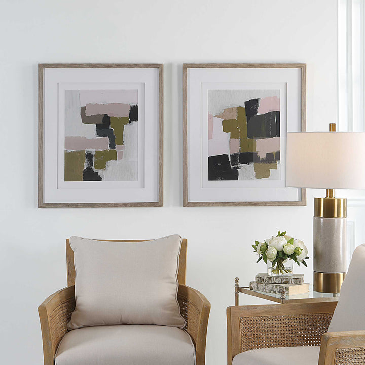 American Home Furniture Uttermost Color Block Framed Prints Set of 2
