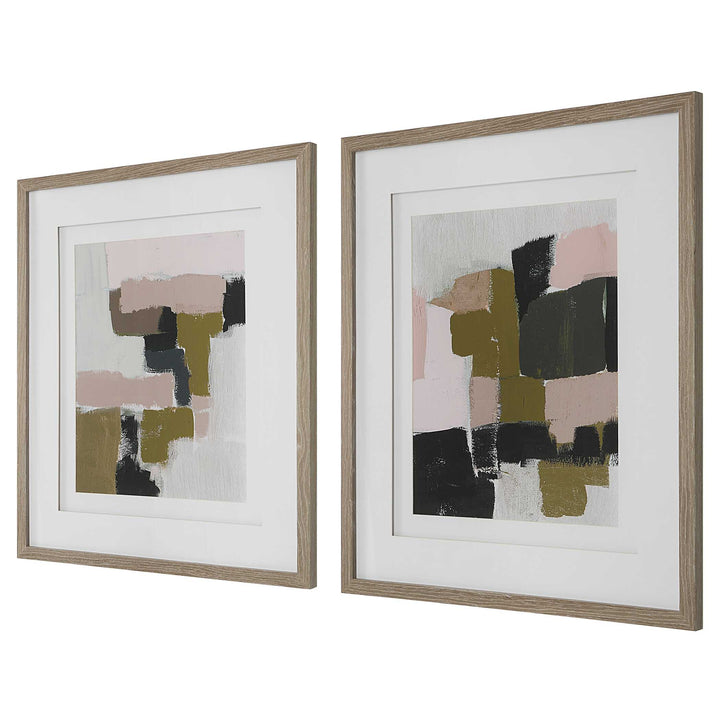 American Home Furniture Uttermost Color Block Framed Prints Set of 2