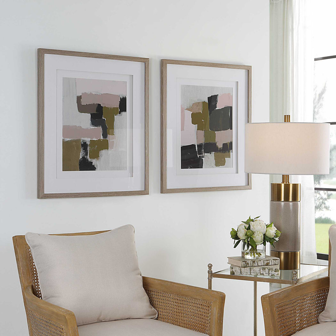 American Home Furniture Uttermost Color Block Framed Prints Set of 2