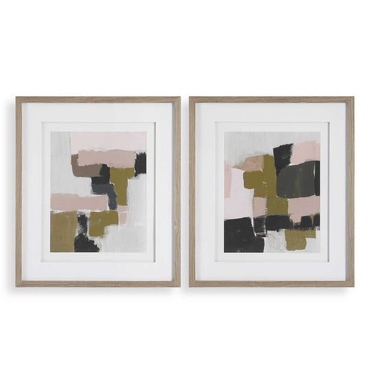 American Home Furniture Uttermost Color Block Framed Prints Set of 2