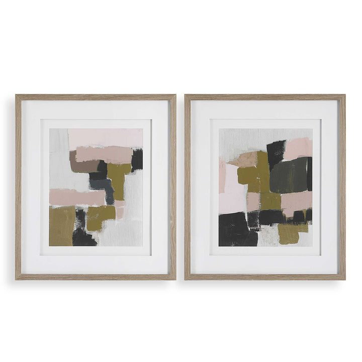 American Home Furniture Uttermost Color Block Framed Prints Set of 2