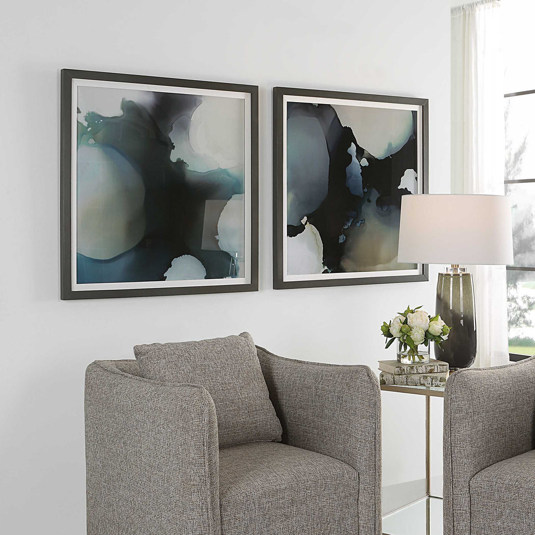 American Home Furniture Uttermost Telescopic Abstract Framed Prints Set of 2