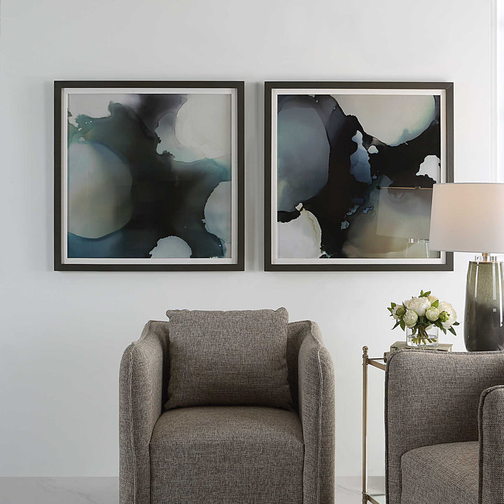 American Home Furniture Uttermost Telescopic Abstract Framed Prints Set of 2