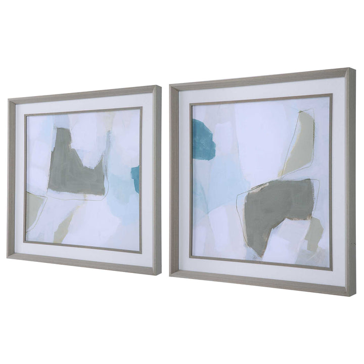 American Home Furniture Uttermost Mist Shapes Framed Prints, Set/2
