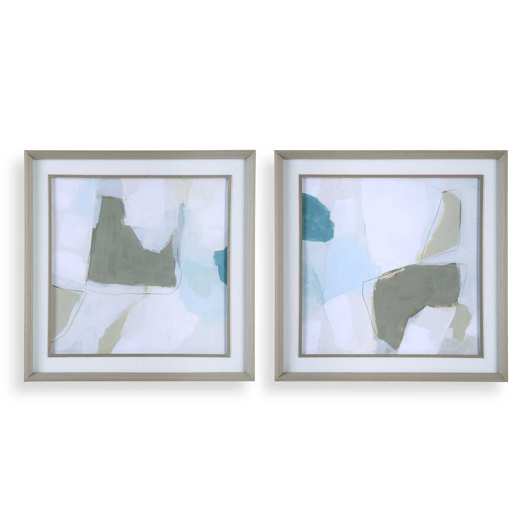American Home Furniture Uttermost Mist Shapes Framed Prints, Set/2