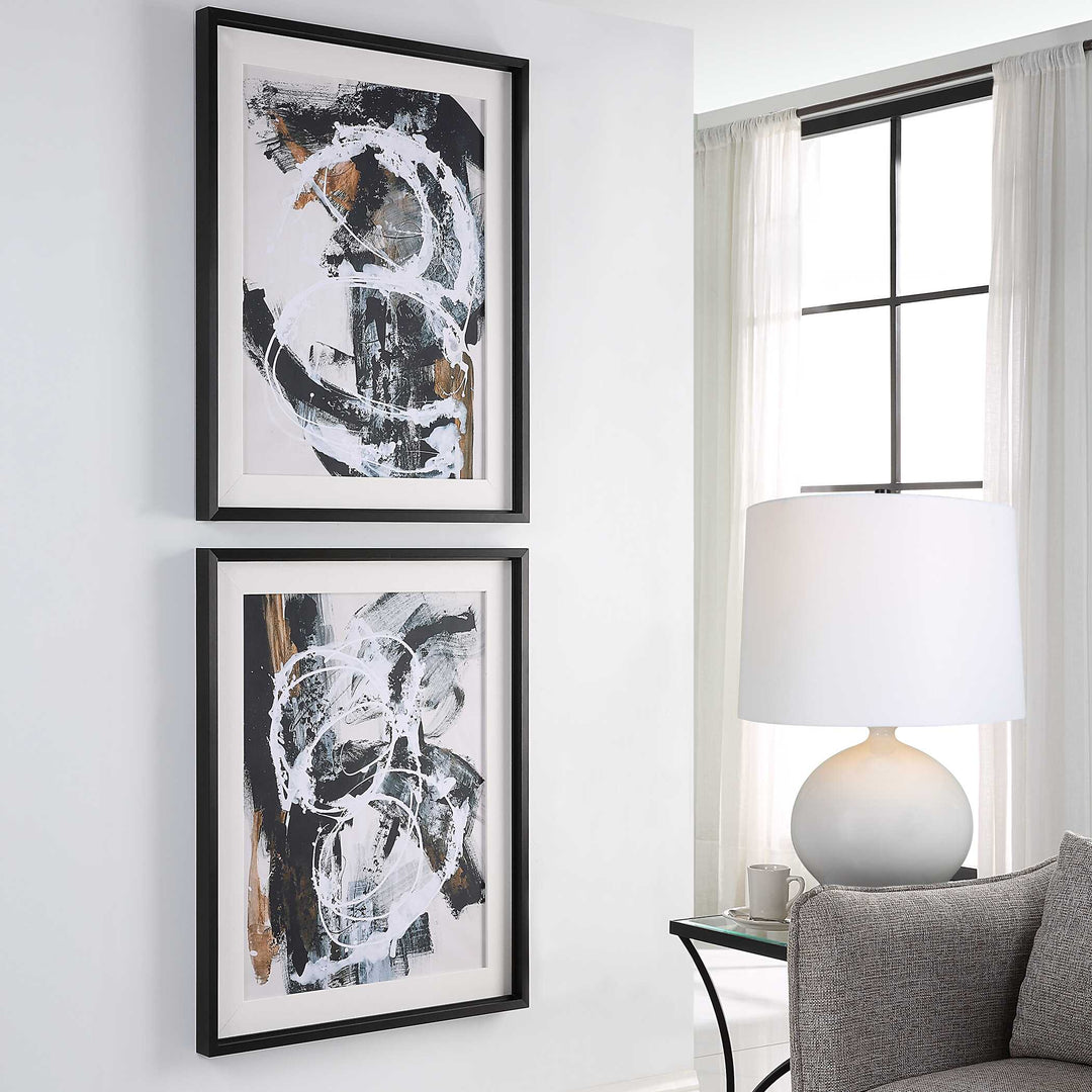 American Home Furniture Uttermost Winterland Abstract Prints, Set/2