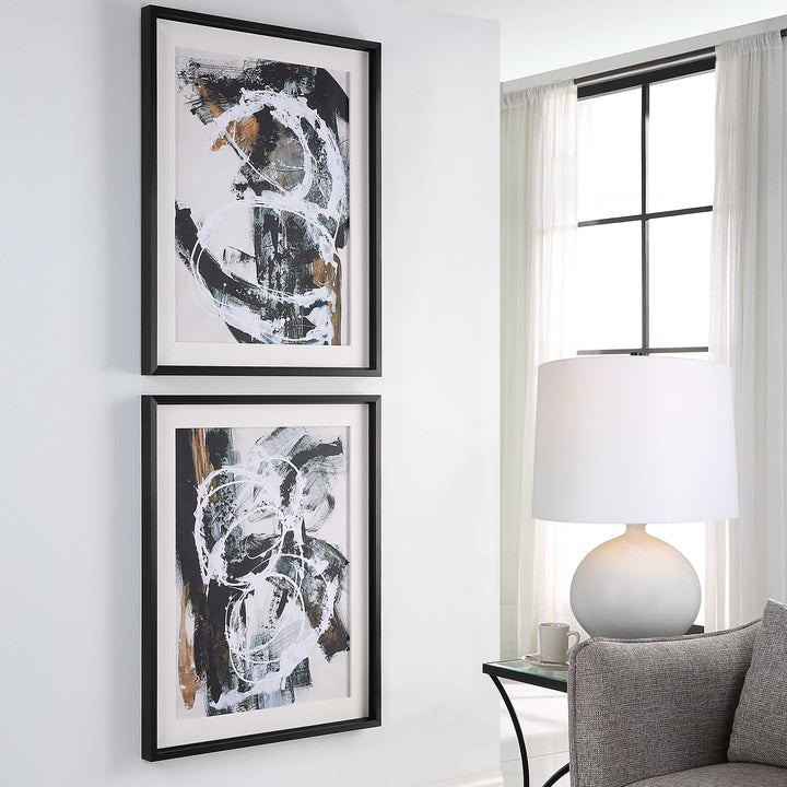 American Home Furniture Uttermost Winterland Abstract Prints, Set/2