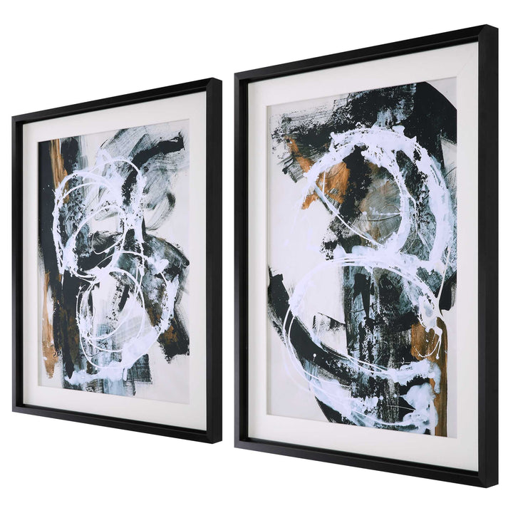 American Home Furniture Uttermost Winterland Abstract Prints, Set/2