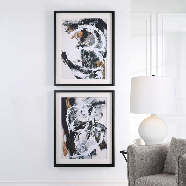 American Home Furniture Uttermost Winterland Abstract Prints, Set/2
