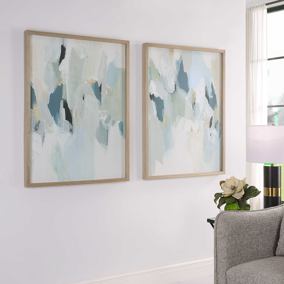 American Home Furniture Uttermost Seabreeze Abstract Framed Canvas Prints Set of 2