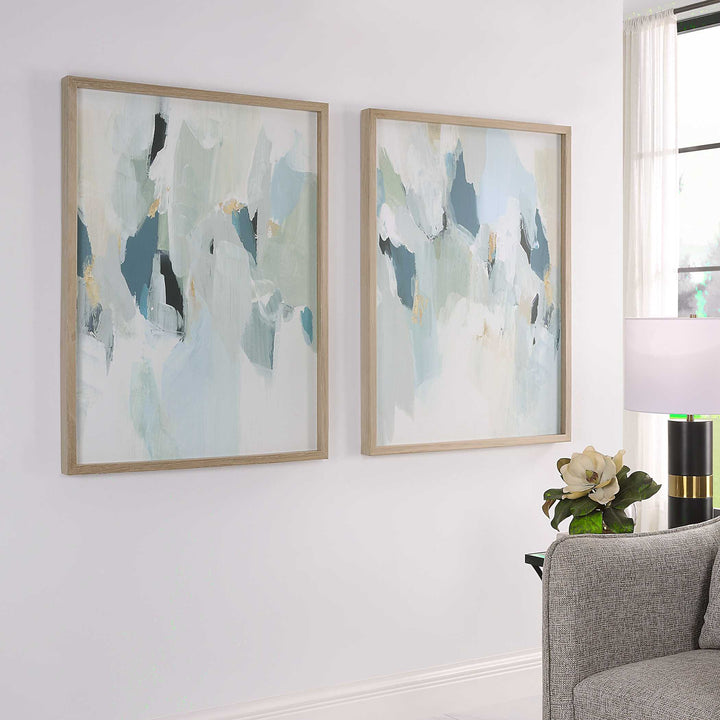American Home Furniture Uttermost Seabreeze Abstract Framed Canvas Prints Set of 2
