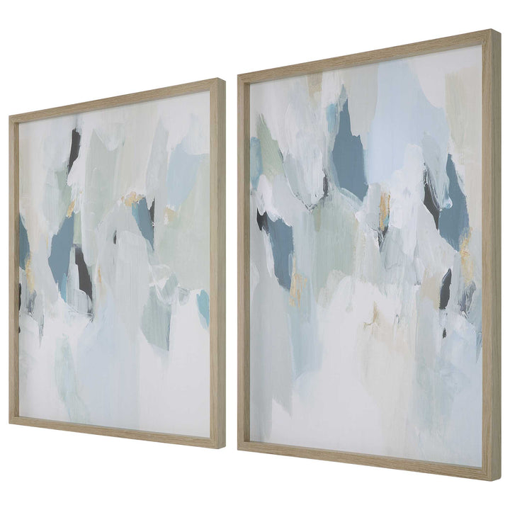 American Home Furniture Uttermost Seabreeze Abstract Framed Canvas Prints Set of 2