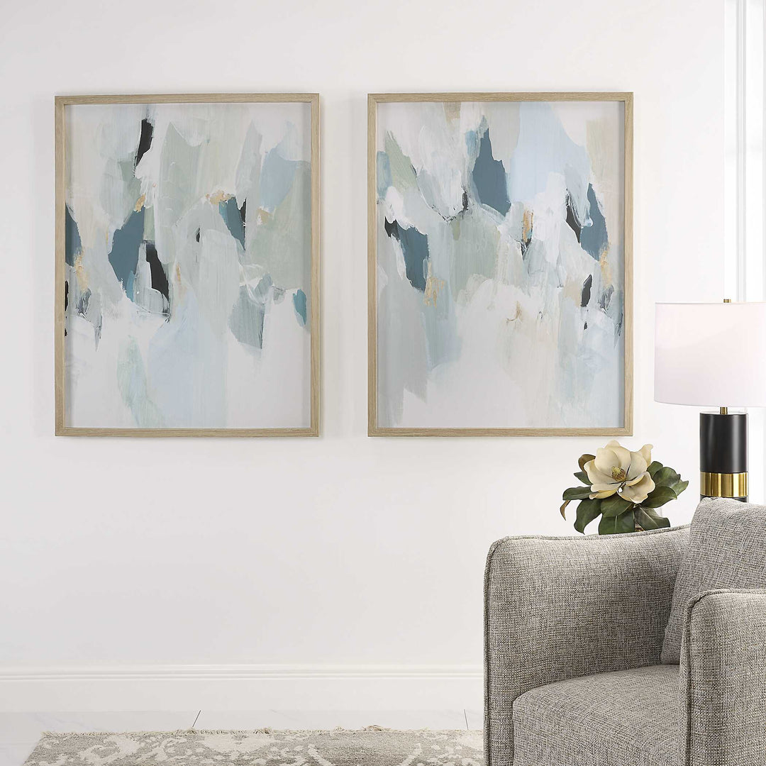 American Home Furniture Uttermost Seabreeze Abstract Framed Canvas Prints Set of 2