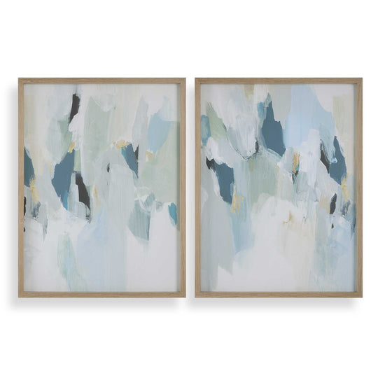 American Home Furniture Uttermost Seabreeze Abstract Framed Canvas Prints Set of 2
