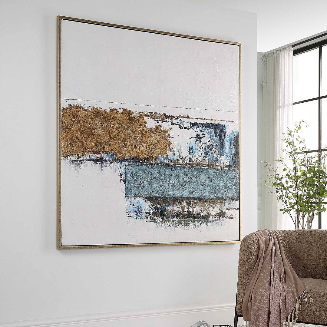 American Home Furniture Uttermost Stacked Against Hand Painted Canvas