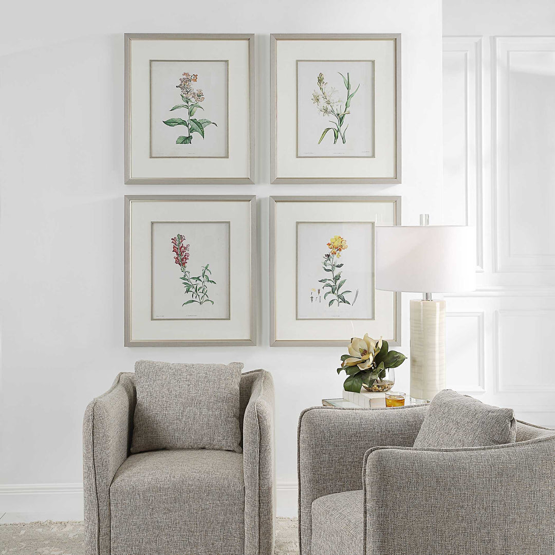 American Home Furniture Uttermost Heirloom Blooms Study Framed Prints Set of 4