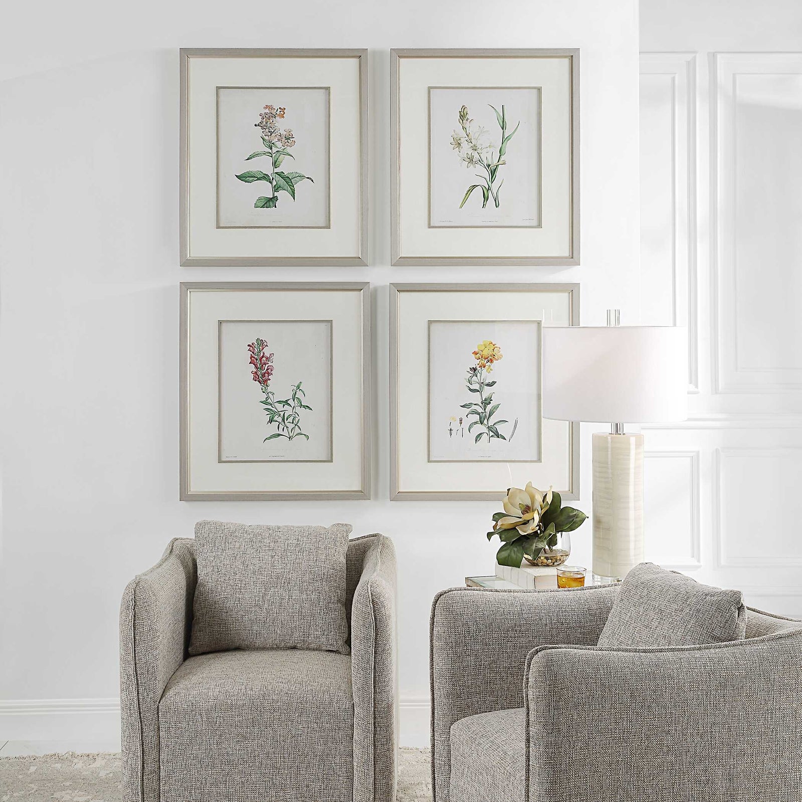 American Home Furniture Uttermost Heirloom Blooms Study Framed Prints Set of 4