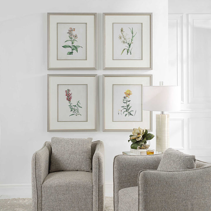 American Home Furniture Uttermost Heirloom Blooms Study Framed Prints Set of 4