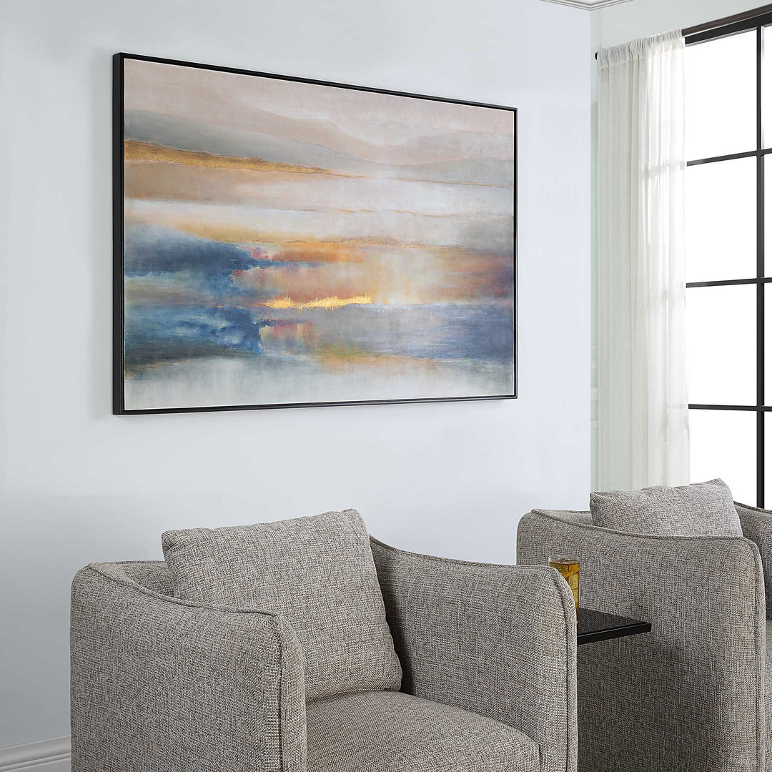 American Home Furniture Uttermost Seafaring Dusk Hand Painted Abstract Art