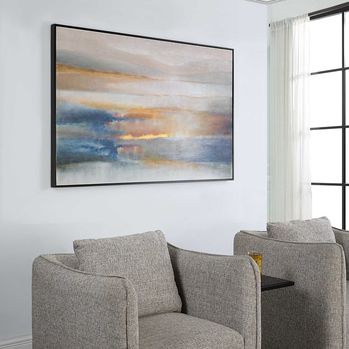 American Home Furniture Uttermost Seafaring Dusk Hand Painted Abstract Art