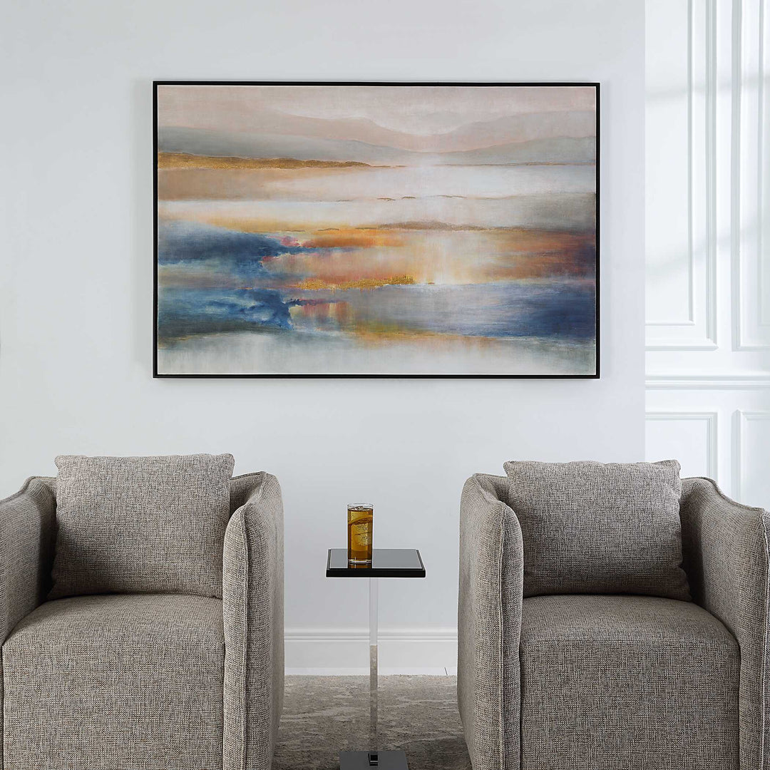 American Home Furniture Uttermost Seafaring Dusk Hand Painted Abstract Art
