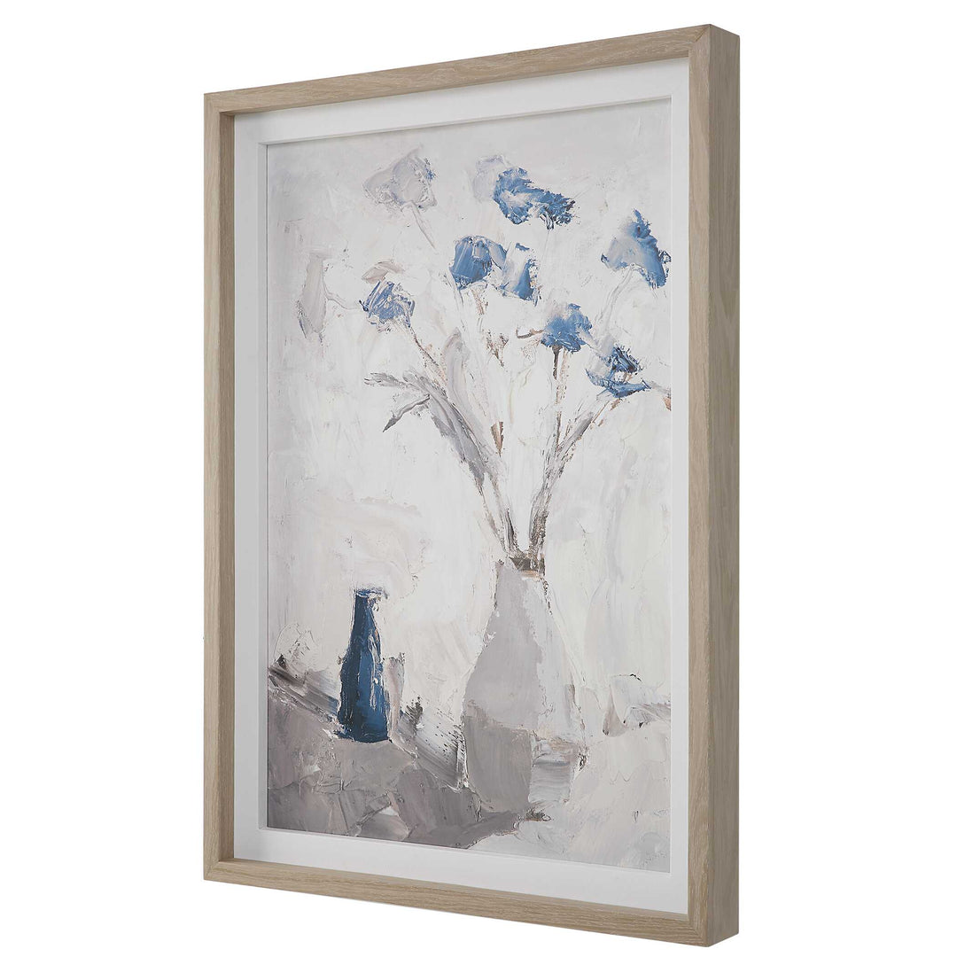 American Home Furniture Uttermost Blue Flowers In Vase Framed Print