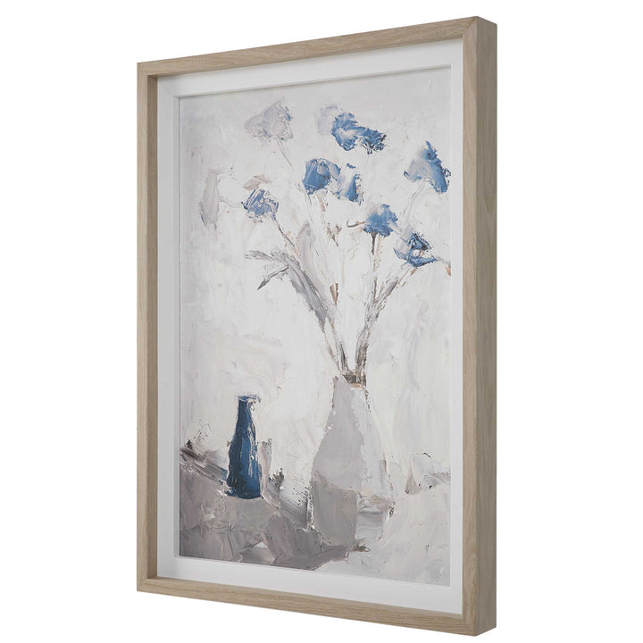 American Home Furniture Uttermost Blue Flowers In Vase Framed Print