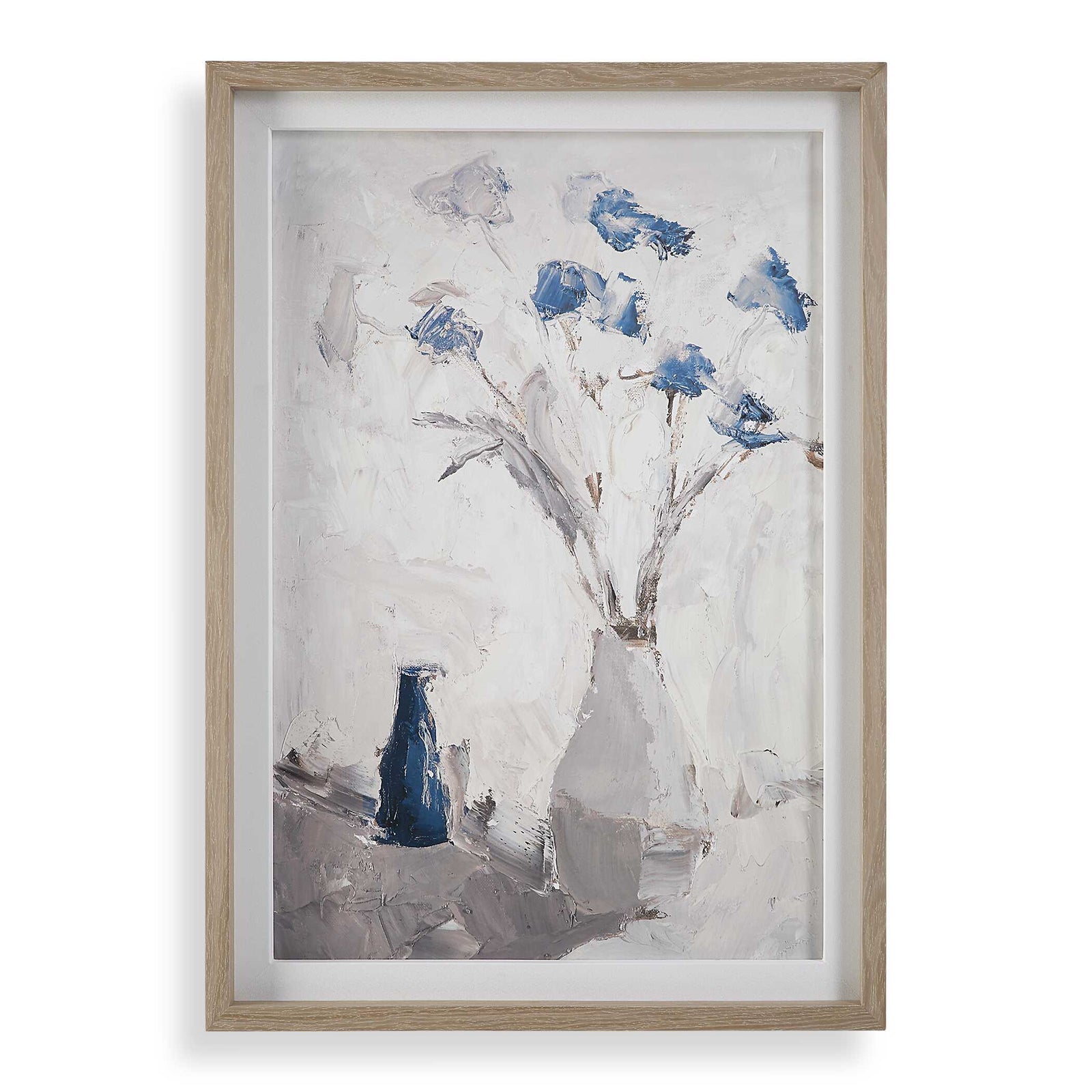 American Home Furniture Uttermost Blue Flowers In Vase Framed Print