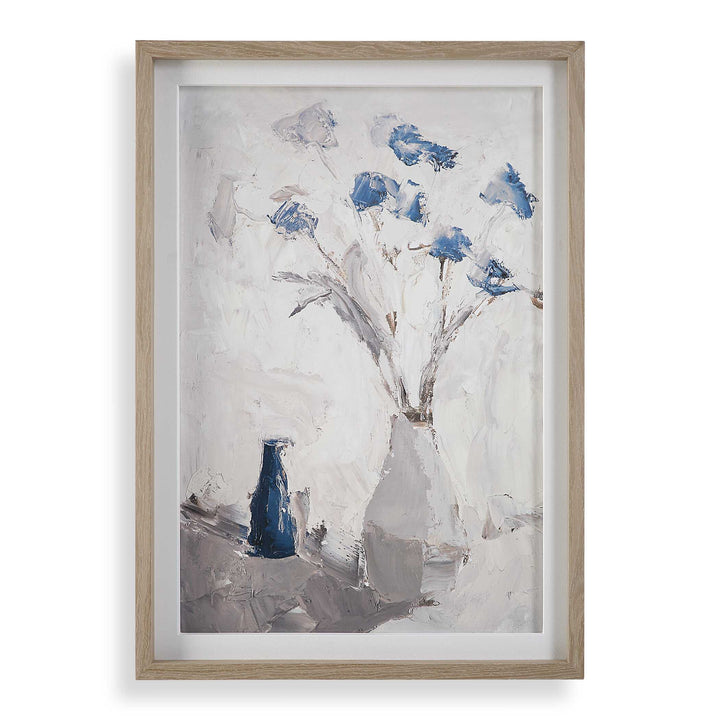 American Home Furniture Uttermost Blue Flowers In Vase Framed Print