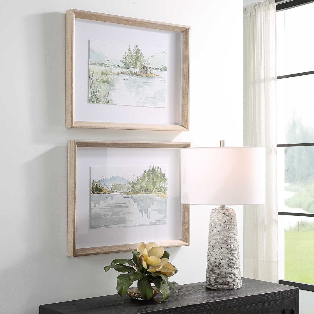 American Home Furniture Uttermost Serene Lake Framed Prints Set of 2