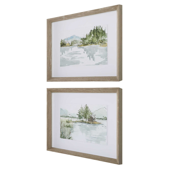 American Home Furniture Uttermost Serene Lake Framed Prints Set of 2