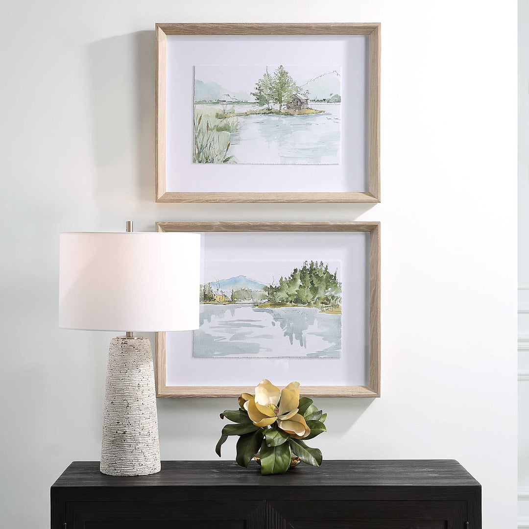 American Home Furniture Uttermost Serene Lake Framed Prints Set of 2