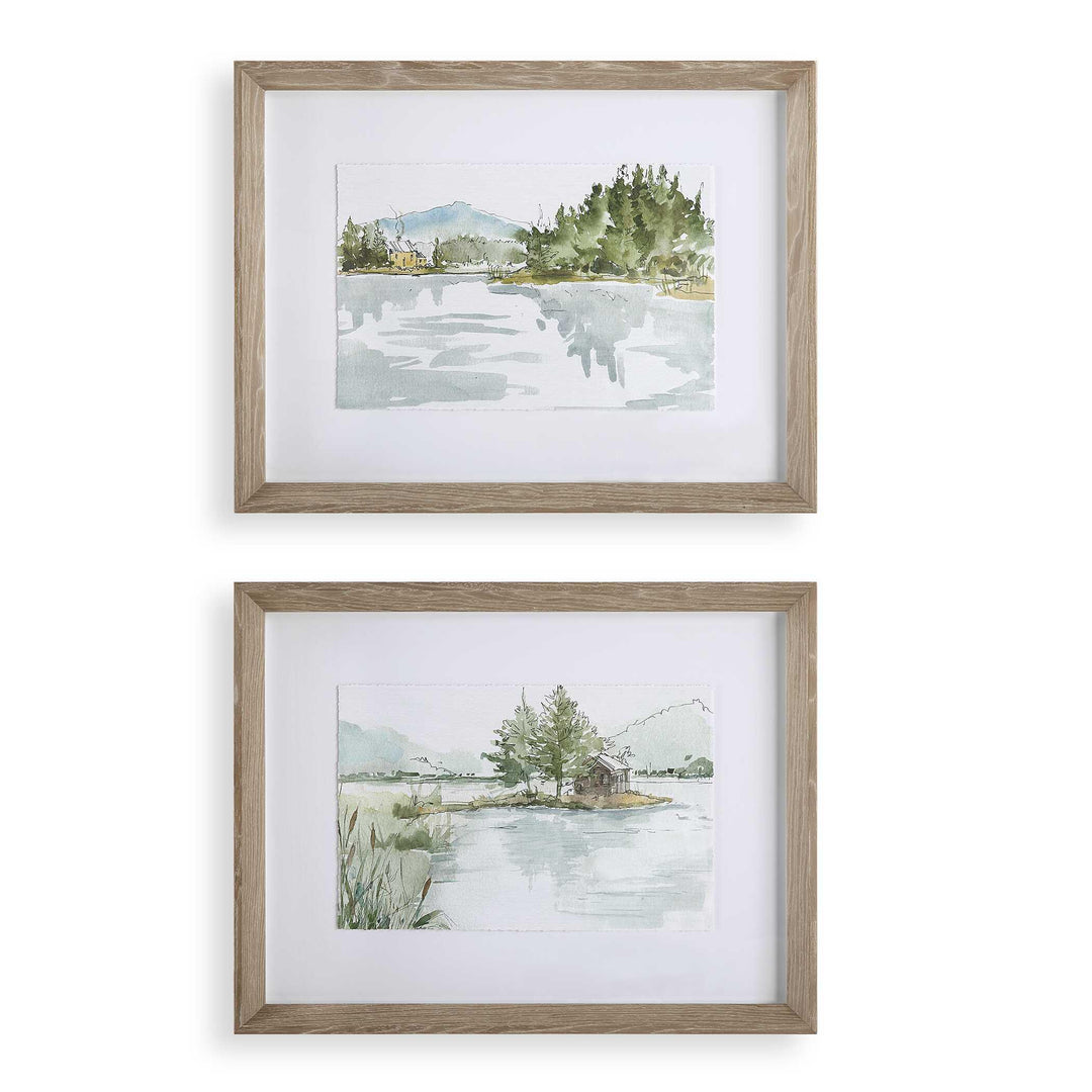 Serene Lake Framed Prints - Set of 2 - AmericanHomeFurniture