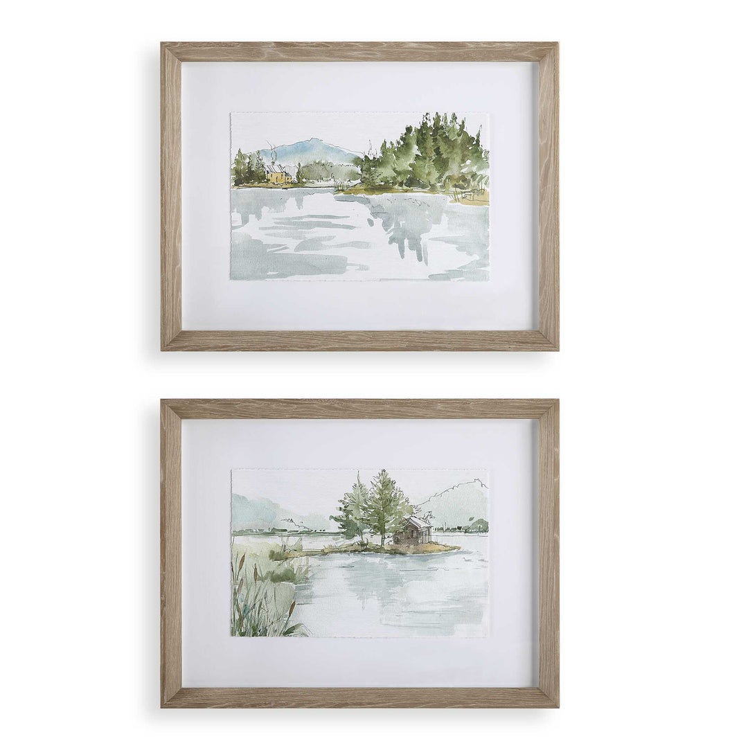 American Home Furniture Uttermost Serene Lake Framed Prints Set of 2