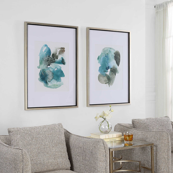 American Home Furniture Uttermost Blueprints Watercolor Prints Set Of 2