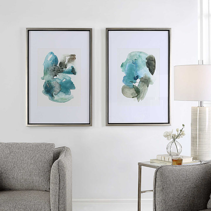 American Home Furniture Uttermost Blueprints Watercolor Prints Set Of 2
