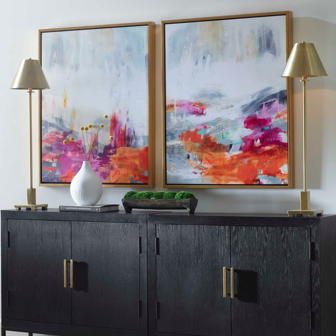American Home Furniture Uttermost Color Theory Framed Abstract Art Set of 2