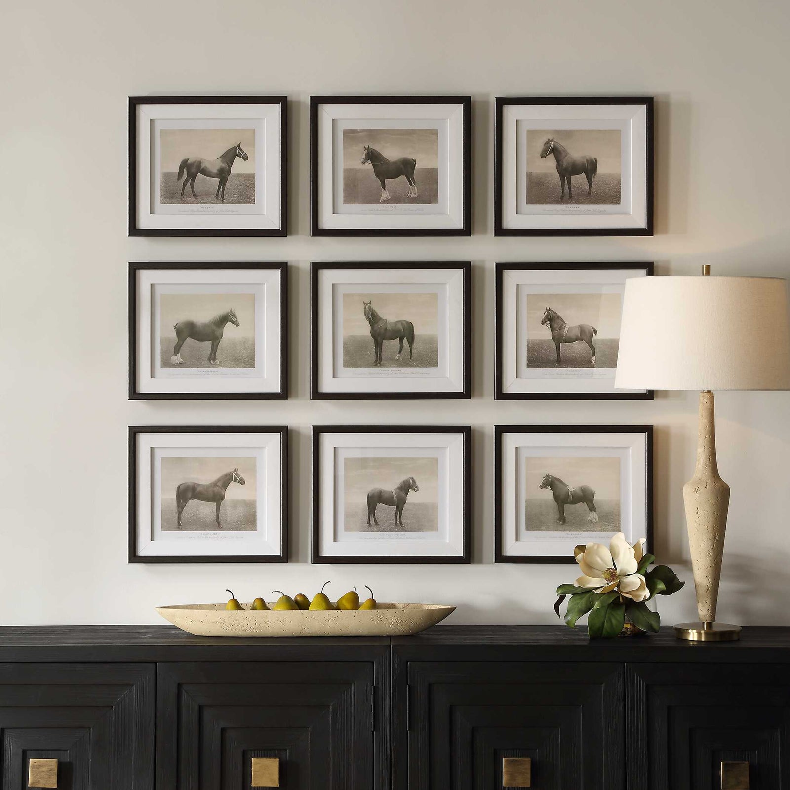 American Home Furniture Uttermost Equine Dynasty Framed Prints, S/9