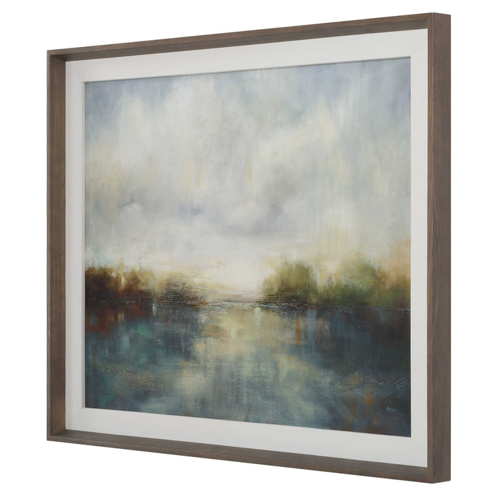 American Home Furniture Uttermost Blue Reverie Framed Abstract Lake Print
