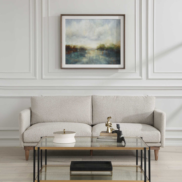 American Home Furniture Uttermost Blue Reverie Framed Abstract Lake Print